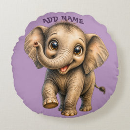 Almofada Redonda Coleção de Bebê Animal Ativo Fofo Elefante Roxo