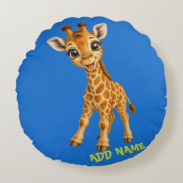 Almofada Redonda Coleção de Bebê Animal Ativo Fofo Girafa Azul