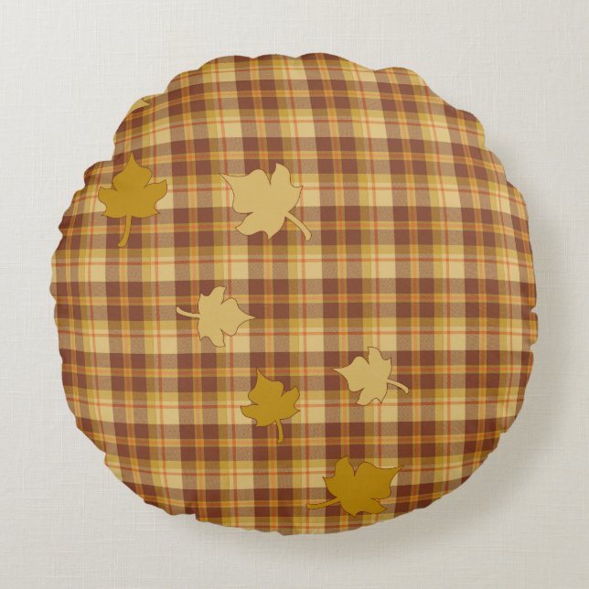 Almofada Redonda Coleção de Xadrezes de queda, deixa Travesseiro de (Frente)