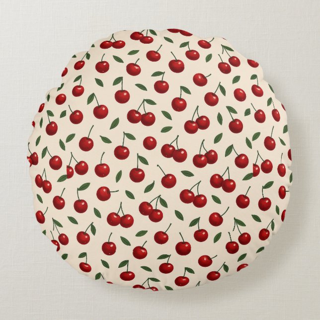 Almofada Redonda 🍒✨Coleção Minimal Cereja Doce (Frente)