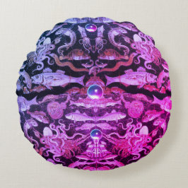 Almofada Redonda COLEÇÃO POMPEII/VIDA MARÍTIMA, azul-rosa náutico