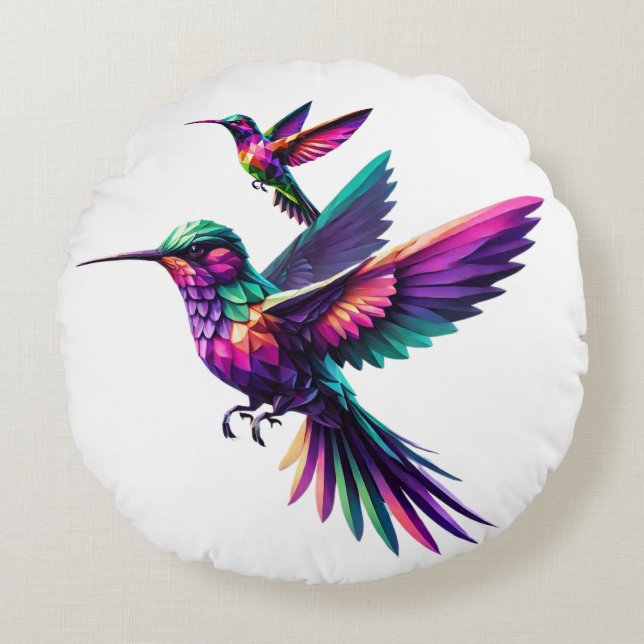 Almofada Redonda Colibrí prisma multicolor (Frente)
