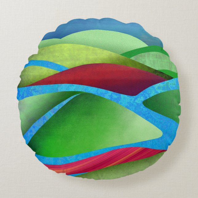 Almofada Redonda Colinas No Travesseiro decorativo De Gelo (Frente)