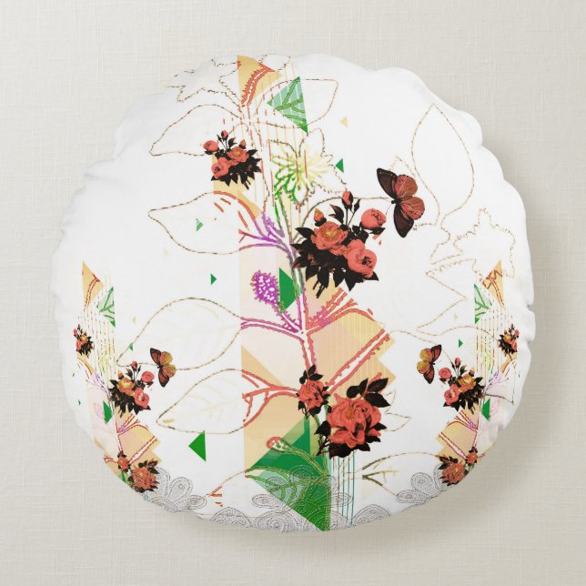 Almofada Redonda Collage vintage (Frente)