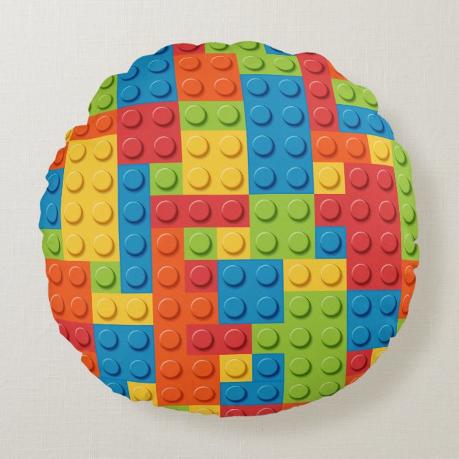 Almofada Redonda colorful bricks kids pattern (Frente)