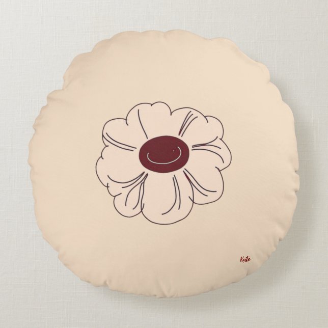 Almofada Redonda Colorful Flower Shape Throw Pillow Case (Frente)