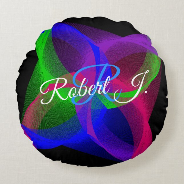Almofada Redonda Colorful Geometric Circular Blend Round Pillow (Frente)