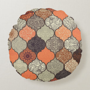 Almofada Redonda Colorful Mandala: Patchwork Islâmica Sem Olhos.