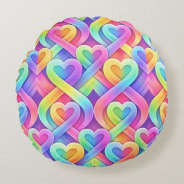 Almofada Redonda Colorful Modern Hearts Pattern Valentine’s Day