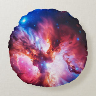 Almofada Redonda Colorful Nebula Galaxy Space Stars Cosmic Universe