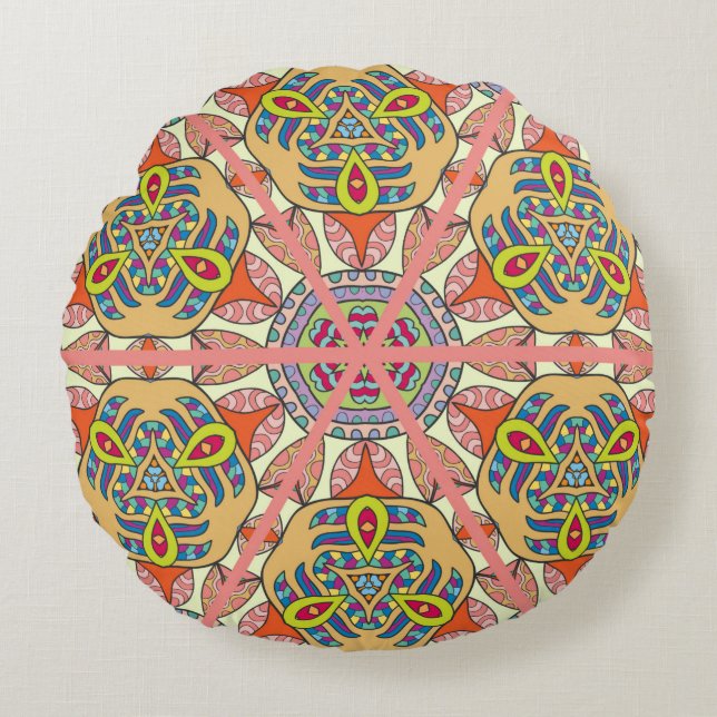 Almofada Redonda Colorful seamless triangle patchwork pattern. Abst (Frente)