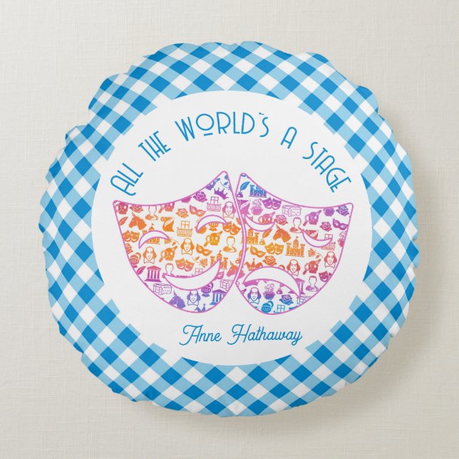 Almofada Redonda Colorful Shakespeare Icons Personalized Pillow (Frente)