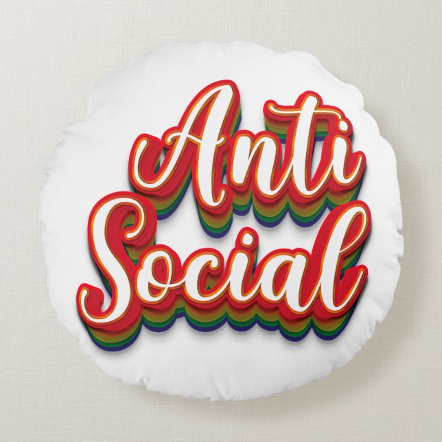 Almofada Redonda Colorido Anti-Social (Frente)