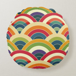 Almofada Redonda Colorido Boho Arco-íris