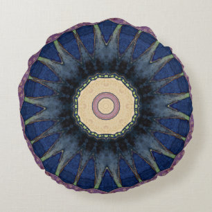 Almofada Redonda Colorido, retro, Mandala-Inspirado
