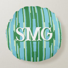 Almofada Redonda Colorstack Ikat em Verde + Aqua Personalizado