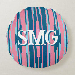 Almofada Redonda Colorstack Ikat in Pink + Aqua Personalized