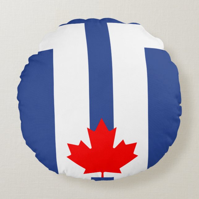Almofada Redonda com a bandeira de Toronto, Canadá (Frente)