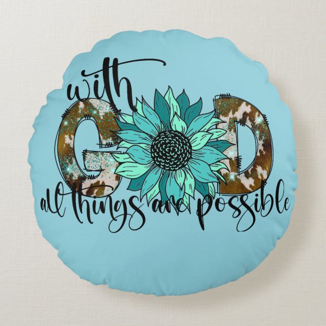 Almofada Redonda Com Deus em Travesseiro (Frente)