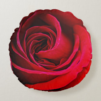 Almofada Redonda com Estampa Rosa Vermelha
