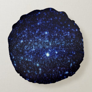 Almofada Redonda com Estrelas Brilhantes Azuis Esc