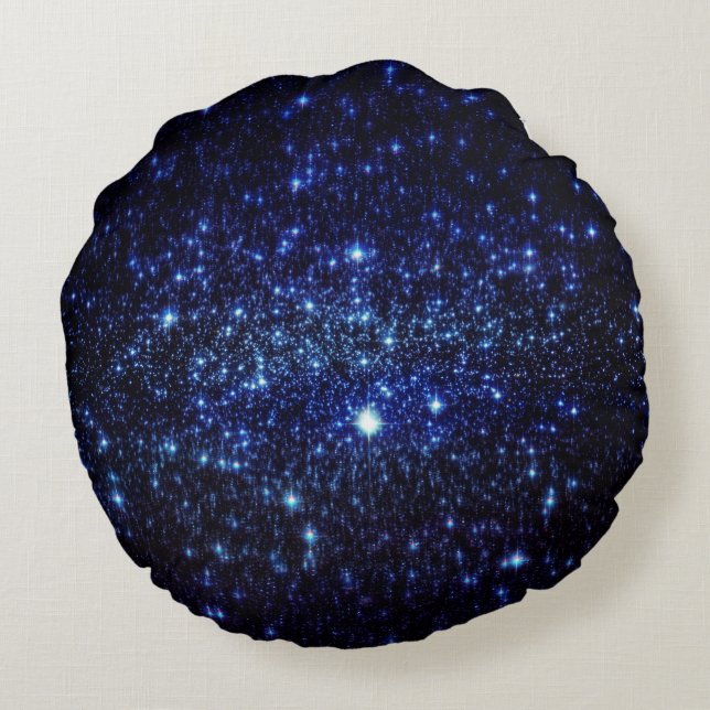Almofada Redonda com Estrelas Brilhantes Azuis Esc (Verso)