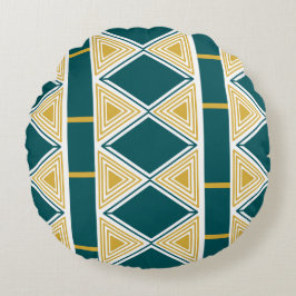 Almofada Redonda com Grade de Triângulo Neo-Deco