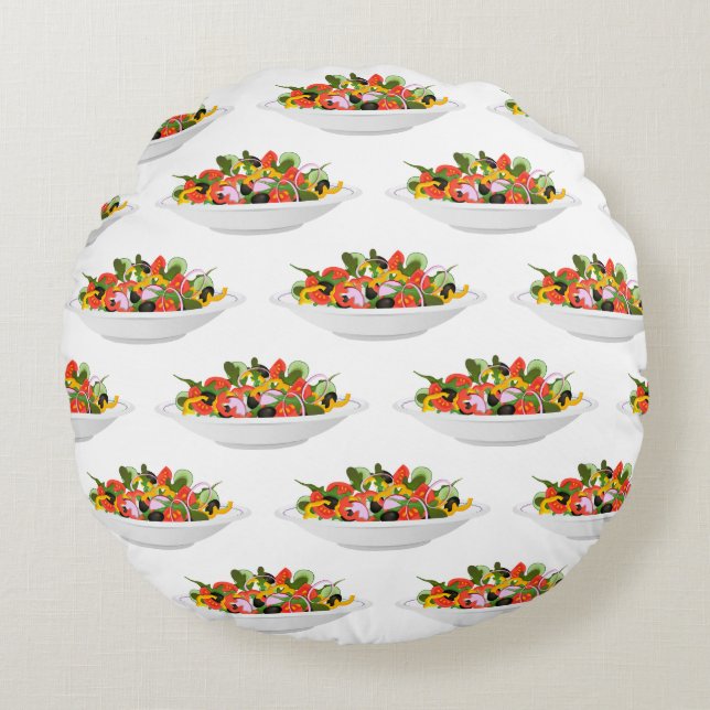 Almofada Redonda Coma mais plantas com cartazes de motivação de sal (Frente)