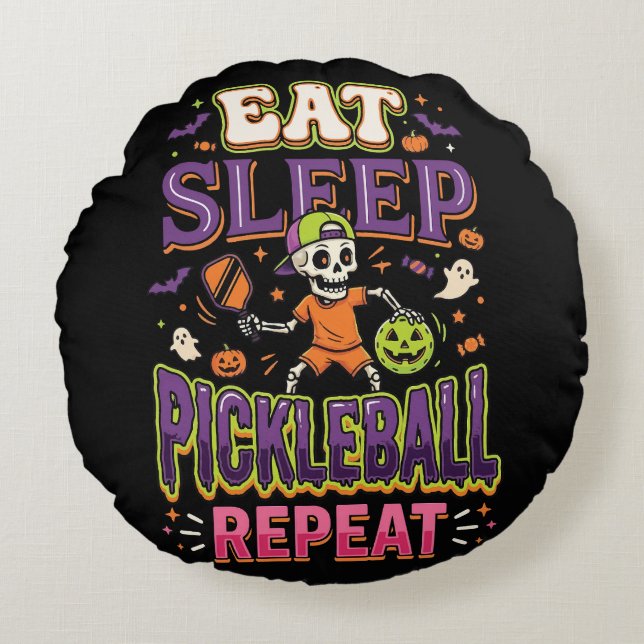Almofada Redonda Coma Sonho Pickleball Repita Pickleball (Frente)