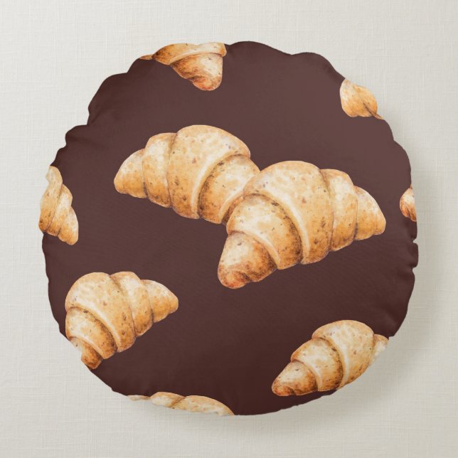 Almofada Redonda comida esboço delicioso, belas sobremesas e pastr (Frente)