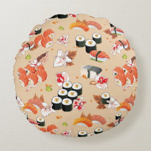 Almofada Redonda Comida japonesa: Teste padrão 3 do sushi