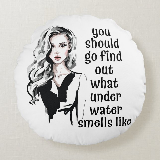 Almofada Redonda Como é o cheiro submarino (Frente)