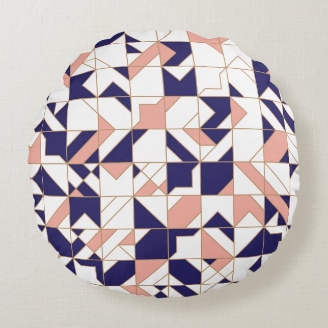 Almofada Redonda Complexo geométrico, moderno e sem costura (Frente)
