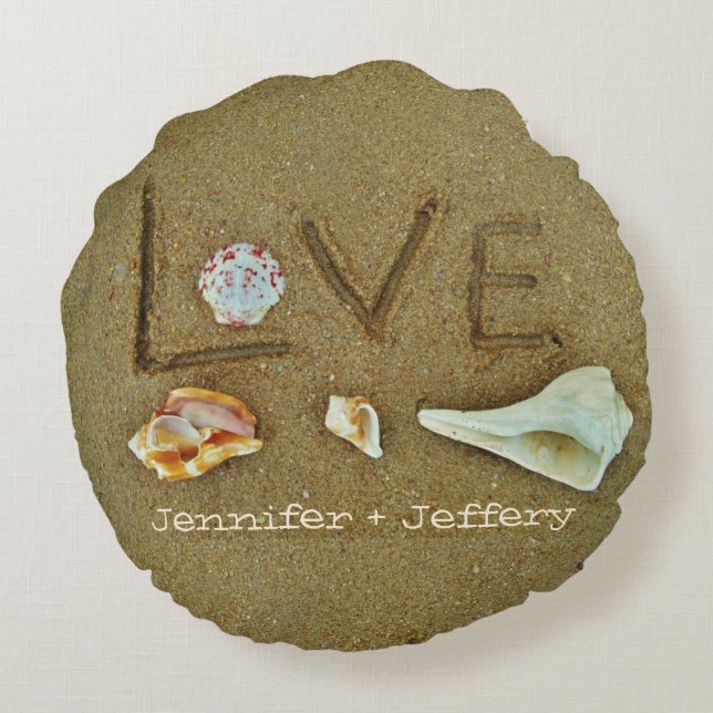 Almofada Redonda conchas Amor no travesseiro de praia (Verso)