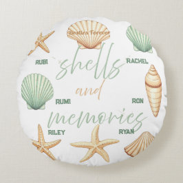 Almofada Redonda Conchas e Memórias Personalizadas: Oceano Mínimo