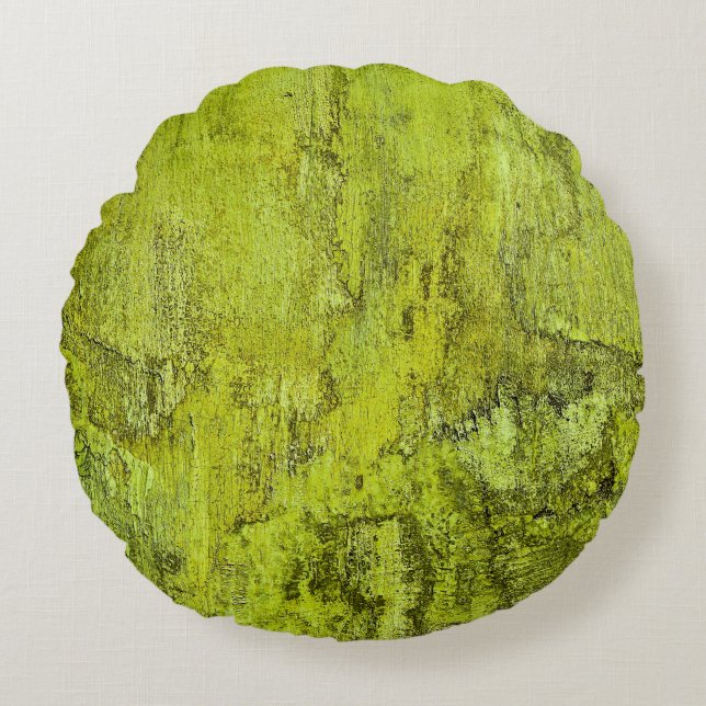 Almofada Redonda Concreto verde abstrato, arte, decoração domicilia (Frente)