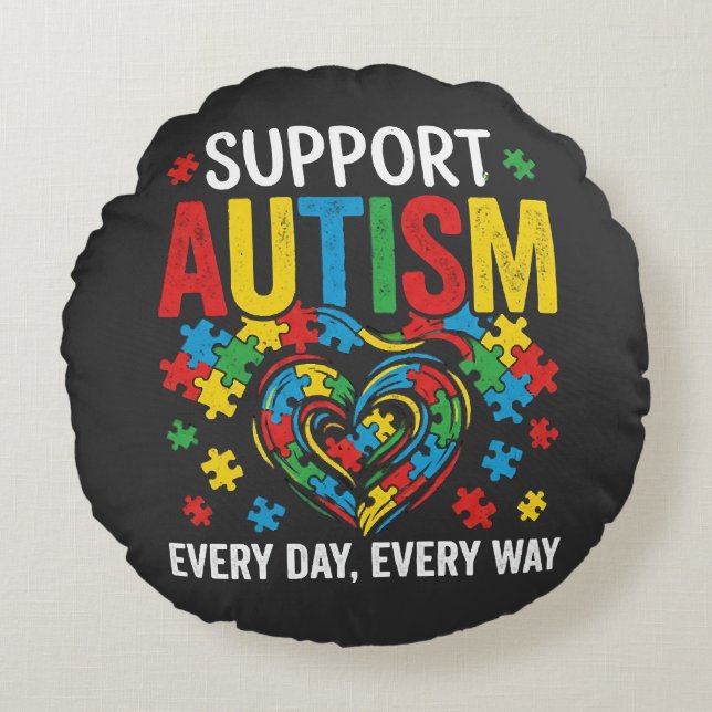 Almofada Redonda Conscientização do autismo (Frente)