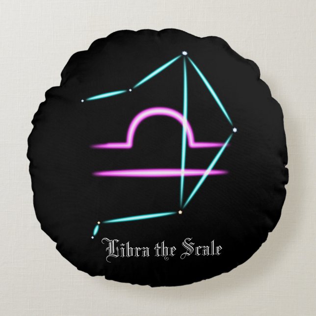 Almofada Redonda Constelação Zodiac Travesseiro redondo Libra (Frente)