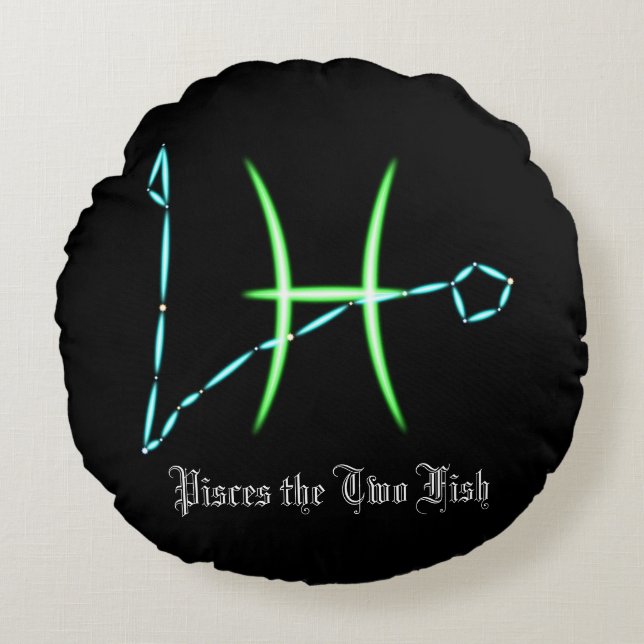 Almofada Redonda Constelação Zodíaco Peixes Travesseiro Redondo (Frente)
