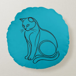 Almofada Redonda Contorno de um gato