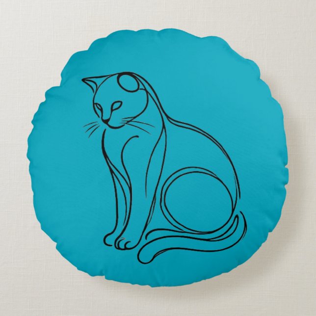 Almofada Redonda Contorno de um gato (Frente)