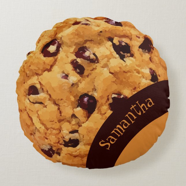 Almofada Redonda Cookie de Chip de Chocolate Personalizado (Frente)