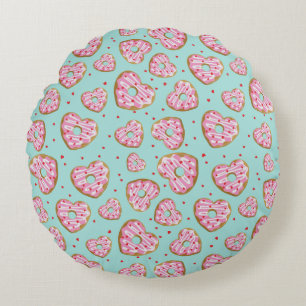 Almofada Redonda Cookies de Coração Rosa Bonitos
