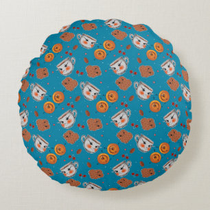 Almofada Redonda Cookies, pães: padrão de fundo azul