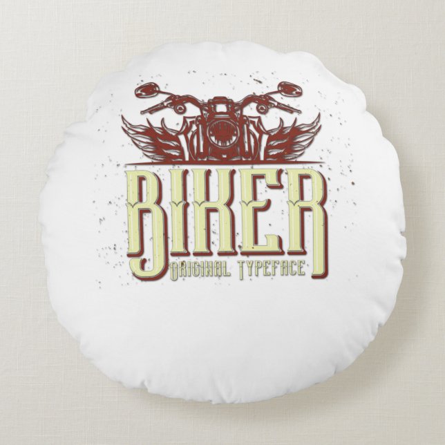 Almofada Redonda Cool Biker Design - Original Typeface (Frente)