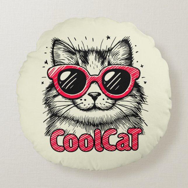 Almofada Redonda Cool Cat 1 (Frente)