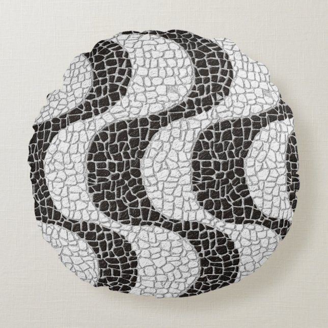Almofada Redonda Copacabana Sidewalk Brazilian pattern (Frente)