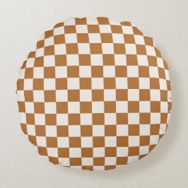 Almofada Redonda Copper and eggshell checkerboard pattern
