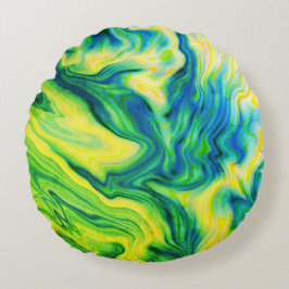 Almofada Redonda Cor acrílica, azul, verde, amarelo /