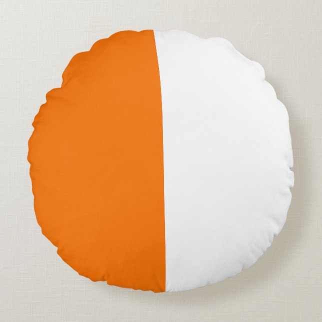 Almofada Redonda Cor branca-alaranjada Metade do Tom (Frente)